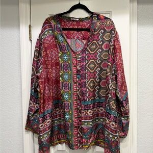Johnny was Bohemian Multicolor Silk Women's sz 2x Top